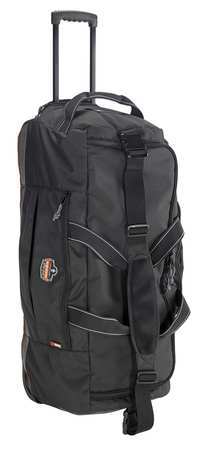 ERGODYNE Soft-Sided, Wheeled Duffle Bag, Black, 1680D Ballistic Polyester Base, 600D Polyester, 5 Pockets GB5120