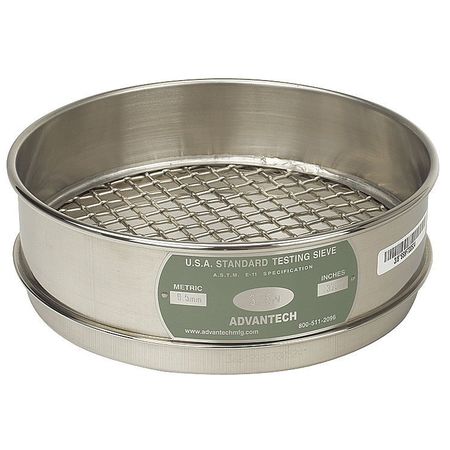 ADVANTECH Sieve, 1/2", S/S, 8 In, Full Ht 1/2"SS8F