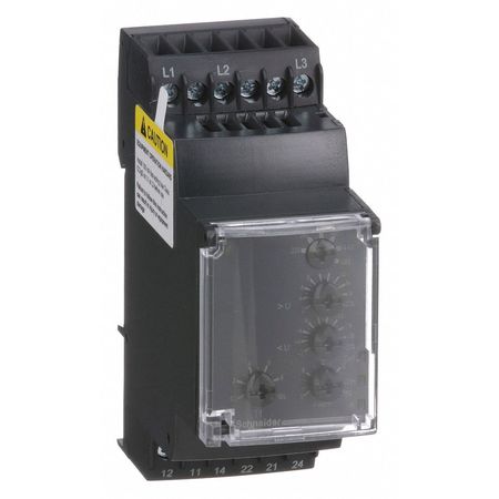 SCHNEIDER ELECTRIC 3 Phase Monitor Relay, DPDT, 480VAC, 12 Pin RM35TF30