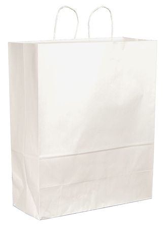 ZORO SELECT Shopping Bag Flat Bottom, Cargo White, Paper Twist Handles, Pk200 86787