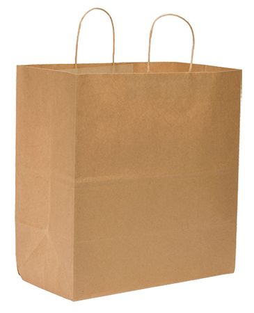 ZORO SELECT Super Royal Brown Shopping Bag Flat Bottom, Twist Handles, Pk200 87145