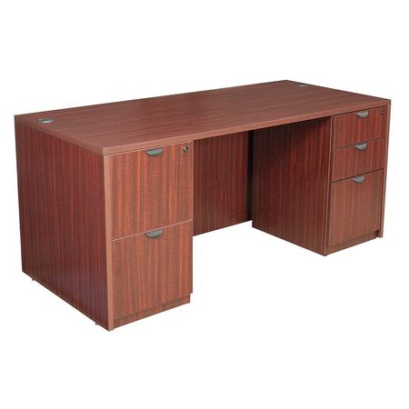 REGENCY Pedestal Desk, 30D, 66W, 29H, Mahogany, Wood LDPF6630MH