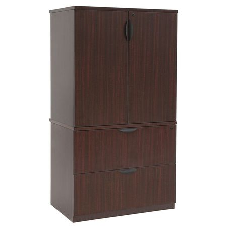 REGENCY 2 Drawer Lateral File Cabinet with Storage Cabinet, Mahogany, Letter/Legal LPLFSC3665MH
