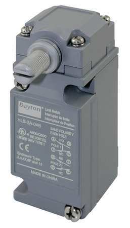 DAYTON Heavy Duty Limit Switch, No Lever, Rotary, DPDT, 10A @ 600V AC, Actuator Location: Side 12T887