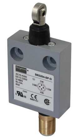 DAYTON Limit Switch, Cross Roller, Plunger, SPDT, 10A @ 300V AC, Actuator Location: Top 12T949