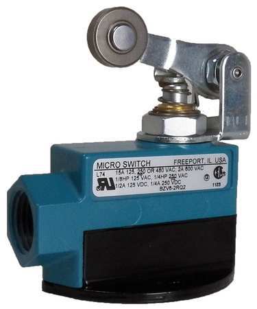 HONEYWELL Limit Switch, Plunger, Roller Lever, 1NC/1NO, 15A @ 600V AC, Actuator Location: Top BZV6-2RQ2