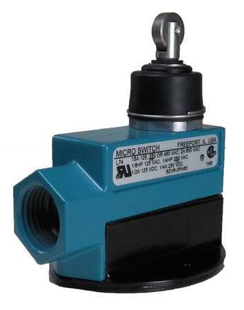 HONEYWELL Limit Switch, Plunger, Roller, 1NC/1NO, 15A @ 600V AC, Actuator Location: Top BZV6-2RN80