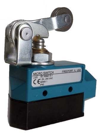 HONEYWELL Limit Switch, Plunger, Roller Lever, 1NC/1NO, 15A @ 600V AC, Actuator Location: Top BZE6-2RQ2