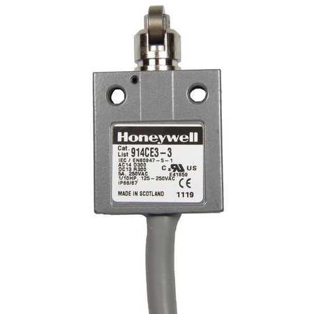 HONEYWELL Limit Switch, Cross Roller, Plunger, 1NC/1NO, 5A @ 240V AC, Actuator Location: Top 914CE3-6