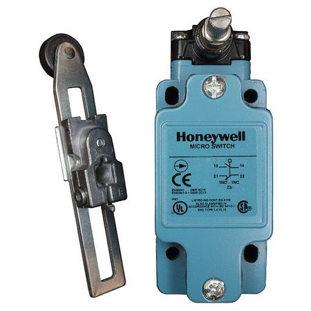 HONEYWELL Limit Switch, Roller Lever, Rotary, 1NC/1NO, 10A @ 600V AC, Actuator Location: Side GLAA01A2B