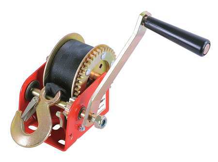 Dayton Ratcheting Winch w/Strap, Spur, 900 lb. 12U364