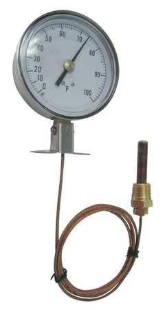ZORO SELECT Analog Panel Mt Thermometer, 0 to 100F 12U604