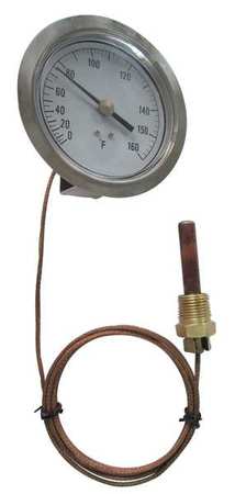 ZORO SELECT Analog Panel Mt Thermometer, 0 to 160F 12U625