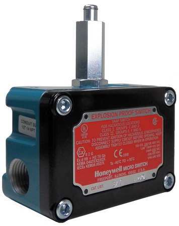 HONEYWELL Explosion Proof Limit Switch, Plunger, 1NC/1NO, 15A @ 480V AC, Actuator Location: Top EX-Q