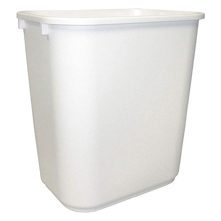 Zoro Select 7 gal Rectangular Wastebasket, White, 14 1/2 in Dia, None, Plastic 12X227