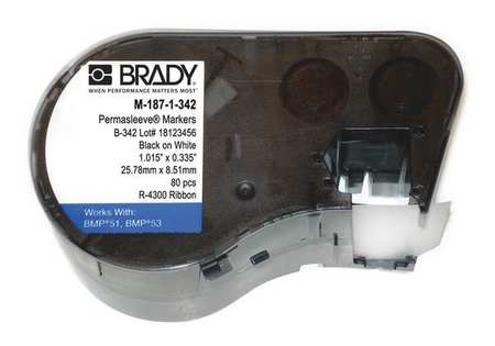 Brady Cartridge Label, Black on White, Labels/Roll: 80 M-187-1-342