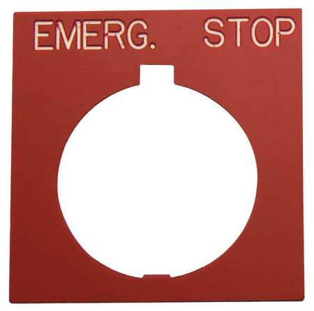 EATON Legend Plate, Square, Emerg.Stop, Black/Red HT8SP13