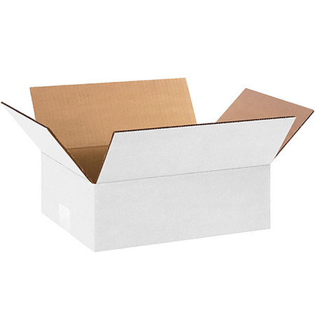 Zoro Select Corrugated Boxes, 12" x 9" x 4", White, 25/Bundle 22XL56