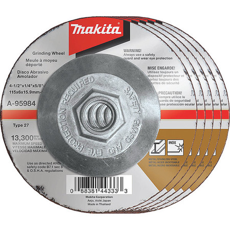 Makita Grinding Wheel, 36Grt, 4.5x1/4x5/8-11, PK25 A-95984-25