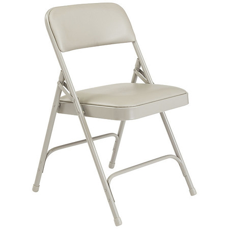 NATIONAL PUBLIC SEATING Folding Chair, Vinyl, Gray, PK4 1202