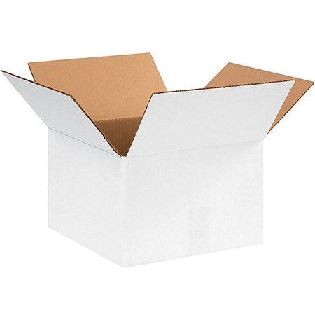 Zoro Select Corrugated Boxes, 12" x 12" x 8", White, 25/Bundle 22XL54