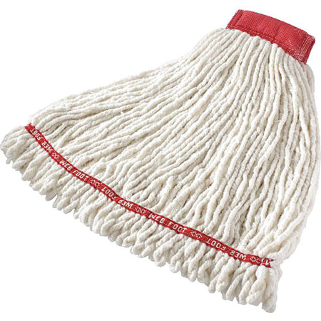 RUBBERMAID COMMERCIAL Web Foot Mop, Slide On Connection, Looped-End, White, Cotton/Synthetic FGA21306WH00