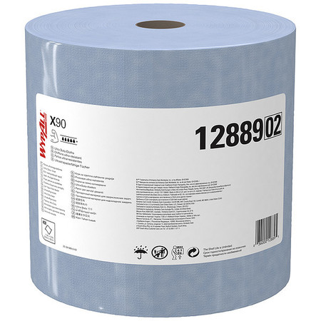 KIMBERLY-CLARK PROFESSIONAL Dry Wipe Roll, X90, Jumbo Perforated Roll, Hydroknit, 11 3/4 in x 12 1/2 in, 450 Sheets, Blue 12889