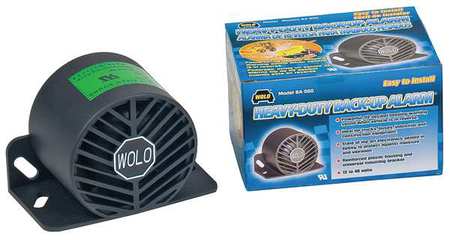 WOLO Back Up Alarm, 112dB, Black, 3-1/2 In. H BA-550