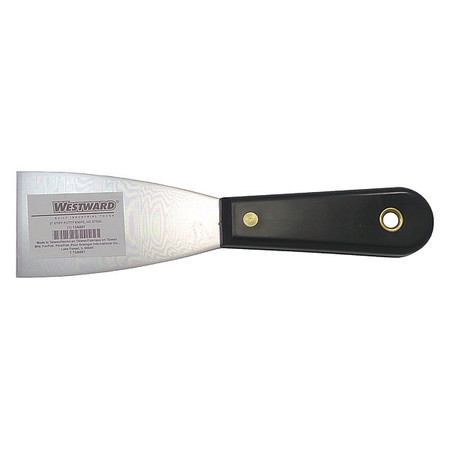 WESTWARD Putty Knife, Stiff, 2", Carbon Steel, Color: Black 13A667