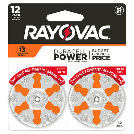 RAYOVAC Hearing Aid Batteries, PK12 13CR-12ROVUS