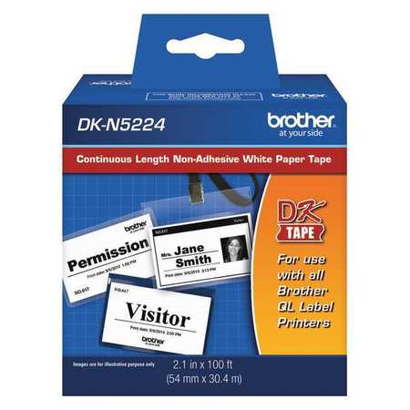 BROTHER No Label Tape Cartridge 2-1/10" x 100 ft., Black/White DKN5224