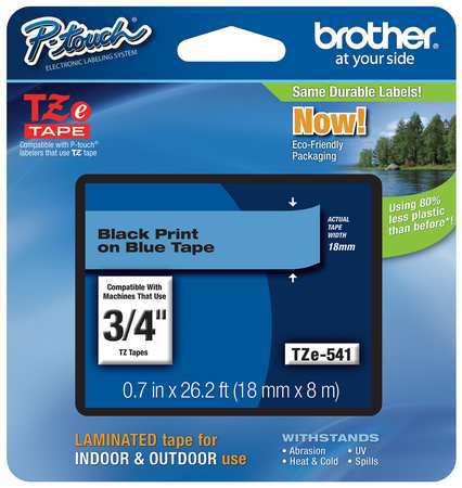 Brother Adhesive TZ Tape (R) Cartridge 0.70"x26-1/5ft., Black/Blue TZe541