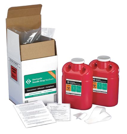STERICYCLE Sharps Mailback System, 2 Gal., Screw Lid 2G2V4