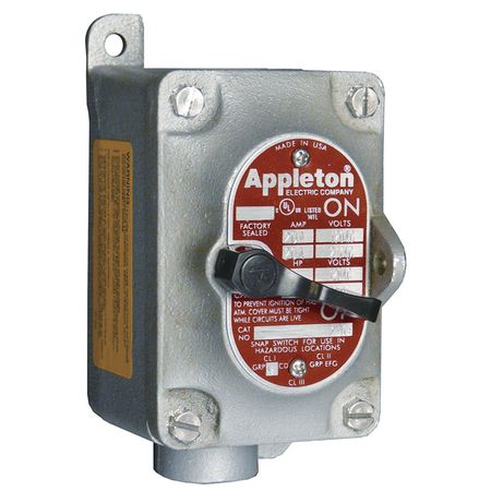 APPLETON ELECTRIC Motor Switch, 20A, 600V, Dead-End, Hub 1, 2P EDS31MC2