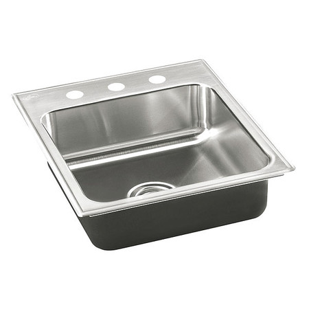 JUST MANUFACTURING Drop-In Sink, 3 Hole, Stainless steel Finish SLADA1815A553-J
