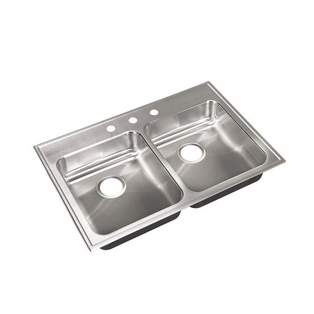 JUST MANUFACTURING Drop-In Sink, 3 Hole, Stainless steel Finish DLADA2233A553-J