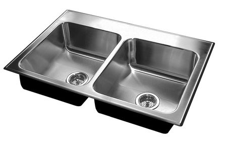 JUST MANUFACTURING Drop-In Sink, 3 Hole, Stainless steel Finish DLADA1933A553-J