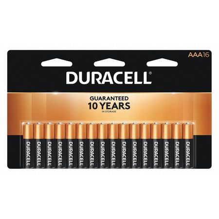 Duracell Coppertop AAA Alkaline Battery, 1.5V DC, 16 Pack MN24B16PTPZ99