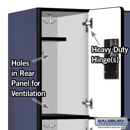 Salsbury Industries Wardrobe Locker, 36" W, 18" D, 76" H, (3) Wide, (9) Openings, Blue 33368BLU