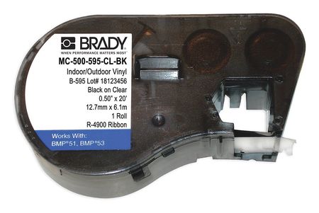 Brady Label Cartridge, Black/Clear, Vinyl MC-500-595-CL-BK