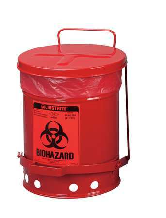 Justrite Biohazard Waste Container, 15 In. W 05910R