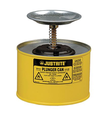 JUSTRITE Plunger Can, 1/2 Gal., Steel, Yellow 10218