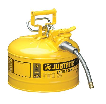 Justrite 2 1/2 gal Yellow Steel Type II Safety Can Diesel 7225220