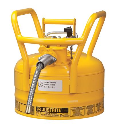 JUSTRITE 2 1/2 gal Yellow Steel Type II Safety Can Diesel 7325220