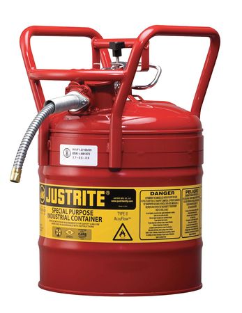 Justrite 5 gal Red Steel Type II Safety Can Flammables 7350110