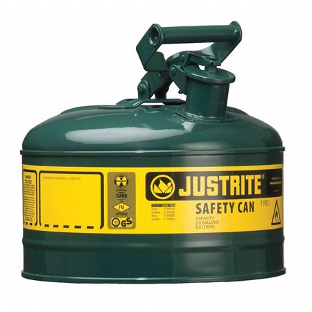 Justrite 1 gal Green Steel Type I Safety Can Oil 7110400