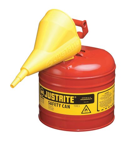 Justrite 2 gal Red Steel Type I Safety Can Flammables 7120110