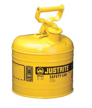 Justrite 2 gal Yellow Steel Type I Safety Can Diesel 7120200