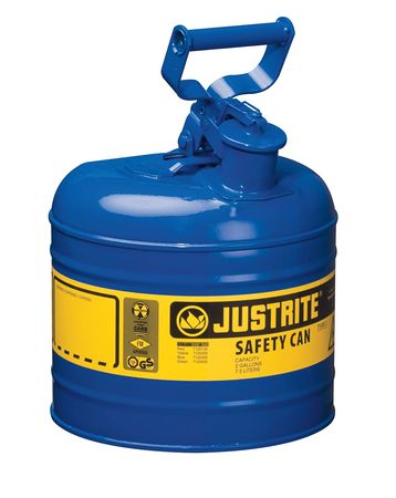 Justrite 2 gal Blue Steel Type I Safety Can Kerosene 7120300