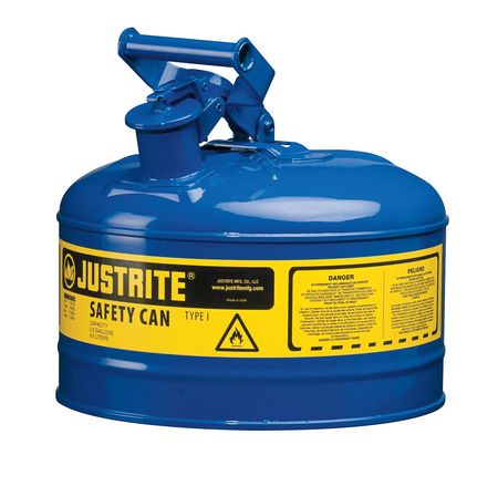 Justrite 2 1/2 gal Blue Steel Type I Safety Can Kerosene 7125300